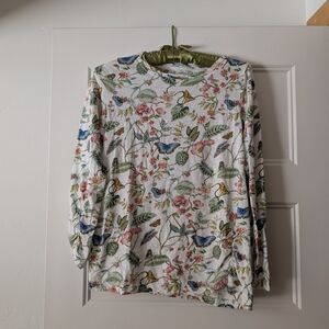 Sundance Butterfly Print Long Sleeve Shirt Size Small